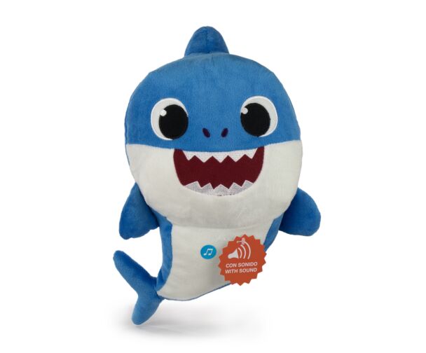 Baby Shark - Peluche Papa Shark avec Son Couleur Bleu - Qualité