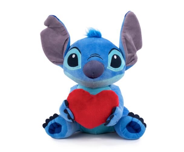 Lilo&Stitch - Peluche Stitch Bleu Coeur avec Son - 32cm - Qualité Super Soft