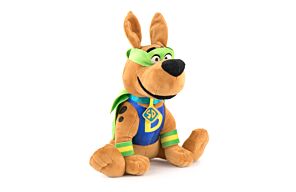 Scooby Doo - Peluche Perro Scooby Sentado con Antifaz y Capa Verde - 30 cm - Calidad Super Soft