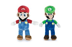 Super Mario Bros - Pack 2 Peluches de Mario y Luigi - 30cm - Calidad Super Soft