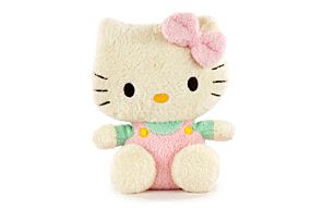 Hello Kitty - Peluche Hello Kitty Color Crema y Peto Rosa - 15cm - Calidad Super Soft