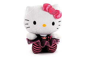 Hello Kitty - Peluche Hello Kitty Robe Noir Tête de Mort - 15cm - Qualité Super Soft