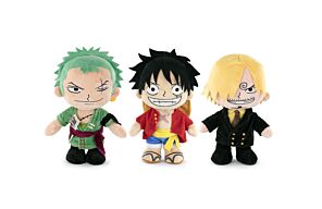 One Piece - Pack Colección 3 Peluches de Luffy, Zoro y Sanji - Calidad Super Soft