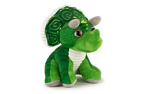 Peluche Dinosauro Triceratops Verde Seduto - Alta Qualità