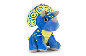 Peluche Dinosauro Triceratops Blu Seduto - Alta Qualità