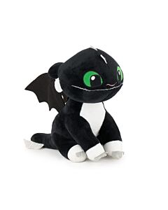 Dragons - Peluche Bébé Dragon Noir aux Yeus Verts - 27cm - Qualité Super Soft