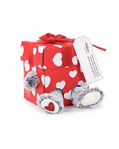 Peluche Ours Gris en Peluche dans une Boîte Saint-Valentin 16cm - Haute Qualité