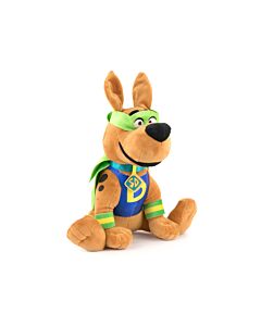 Scooby Doo - Peluche Scooby Assis avec Masque et Cape Verte - 30cm - Qualité Super Soft