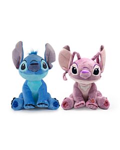 Lilo&Stitch - Pack 2 Peluche Stitch Bleu Avec Son et Angel Rose Avec Son - Qualité Super Soft
