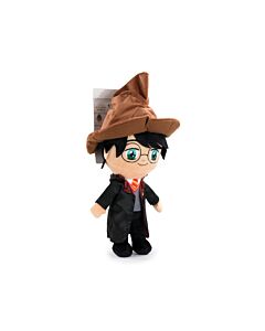 Harry Potter - Peluche Harry Traje Gryffindor y Sombrero Seleccionador - 37cm - Calidad Super Soft