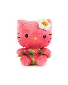 Hello Kitty - Peluche Hello Kitty Rose avec Robe Multicolore - 15cm - Qualité Super Soft