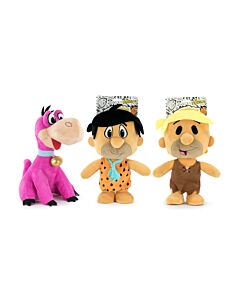 I Flintstones - Pack 3 Peluche Fred, Barney e Dino - 26cm - Qualità Super Morbida