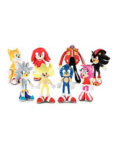 Sonic - Pack Colección 8 Peluches de Sonic Modelo Modern - 33cm - Calidad Super Soft