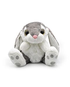 Plüschtier Kaninchen Sitzend mit Glänzenden Augen in Grau - Hohe Qualität