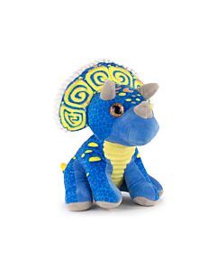 Peluche Dinosauro Triceratops Blu Seduto - Alta Qualità